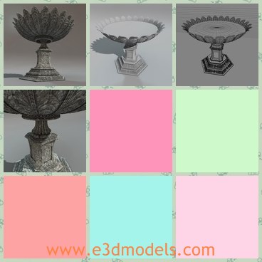 3d model the fountain - THis is a 3d model of the fountain in the garden,which is large and charming. The fountain is filled with water and when it works, it is very glorious and fantastic.