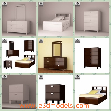 3d model the furniture in the bedroom - This is a 3d modelof the furniture in the bedroom,which is great and glorious.The furniture is the necessary in the house.