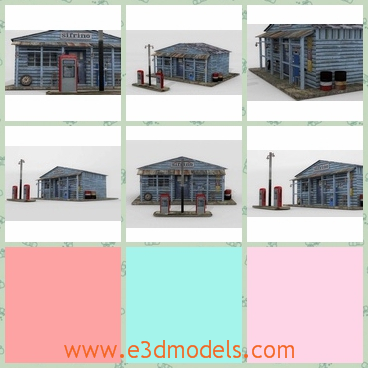 3d model the garage in the suburbs - This is a 3d model of the garage in the suburbs,which is old and shabby.The model used to be a petrol station several years ago.