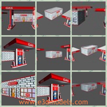 3d model the gas station - This is a 3d model of the gas station,which consists  of 3 parts - market and 2 gas station parts.