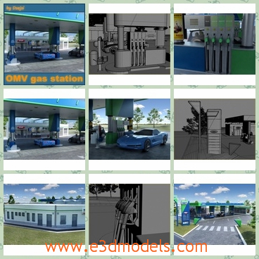3d model the gas station - This is a 3d model of the gas station,which is large and modern.The model is built for refulling the gas.