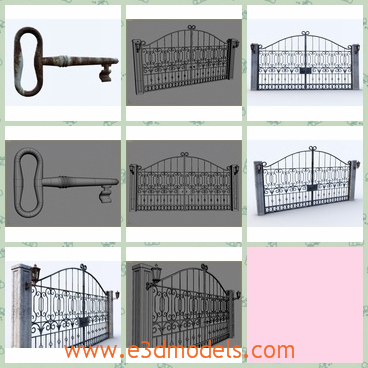 3d model the gate in fine shape - This is a 3d model of the gate in fine shape,which is made with ornamental textures.The gate is linked to the wall.