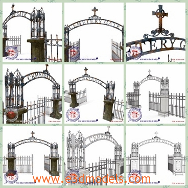 3d model the gate with iron materials - This is a 3d model of the gate with iron materials,which is fine and ancient.It's equipped with materials and textures.