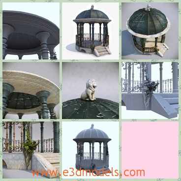 3d model the gazebo in the park - This is a 3d model of the gazebo in the park,which is special and made in fine style.The model has a fine roof with it.