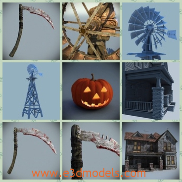 3d model the haunted house - This is a 3d model of the haunted house,which is the scary and there are abandoned house,the wooden ax and the ugly lantern.