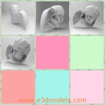 3d model the head sculpture - This is a 3d model of the head sculpture,which is cute and have several features:the product contains four resolutions of the model, the high resolution version being rigged for animation.