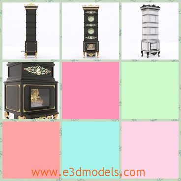 3d model the heater in the house - This is a 3d model of the heater in the house,which is tall and is made from the ancient style.