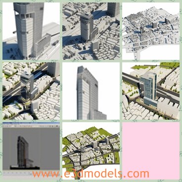 3d model the high building in city - This is a 3d model of the high building in city,which is modern and made as the office building.The model is built near the hotel.