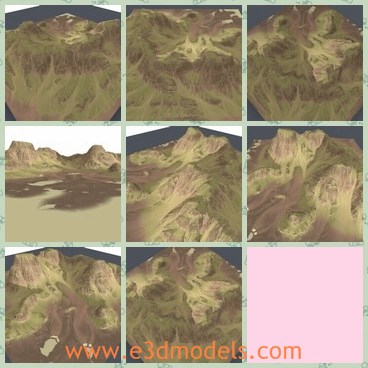3d model the hill and the river - This is a 3d model of the hill and the river,which is high and is linked to the desert nearby.