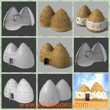 3d model the home linked together - This is a 3d model of the home linked together,which is located in desert and which belongs to the Syria.