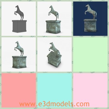 3d model the horse statue - This is a 3d model of the an equestrian statue,which is the stone sculpture.The model  is great and made in details.