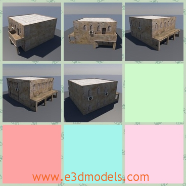 3d model the hosue with windows - This is a 3d model of the house with windows,which is the gothic style.The model is made with bricks and other materials.