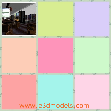 3d model the hotel in modern style - This is a 3d model of the hotel in modern style,which is grand and spacious.The model is the luxury type in the restaurant.