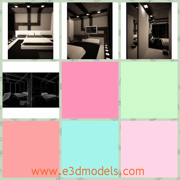 3d model the hotel room - This is a 3d model of the hotel room,which is white and modern.The model is made with bricks and tiles.