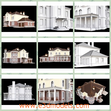 3d model the house as a villa - This is a 3d model of the house as a villa,which is large and pretty.The house is created in the European style.