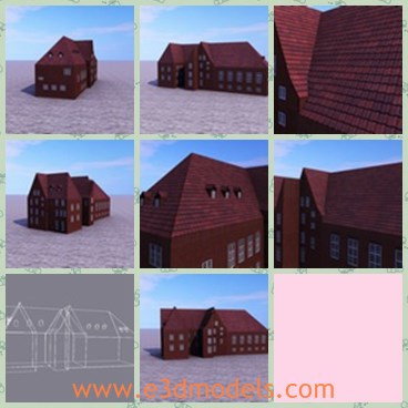 3d model the house in European style - This is a 3d model of the house,which is old and made in European style.The model is spacious and charming.