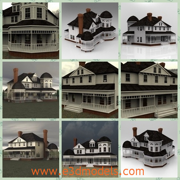 3d model the house in victorian style - This is a 3d model of the hose in Victorian style,which is  not a single architectural style. Rather, it describes an era during and shortly after the reign of England