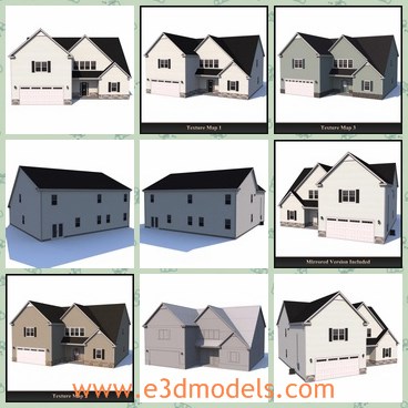 3d model the house with a black roof - This is a 3d model of the house with a black roof,which is perfect for any kinds of games.