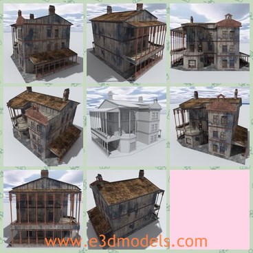 3d model the house with cages - This is a 3d model of the house with cages besides.The house is common in ancient times.