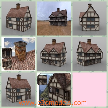 3d model the house with glass - This is a 3d model of the house with glass,which is large and special. A classic medieval timber framed house with a jettied upper veranda on the front elevation.