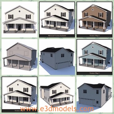 3d model the house with pillars - This is a 3d model of the house with pillars,which is modern and practical in real life.