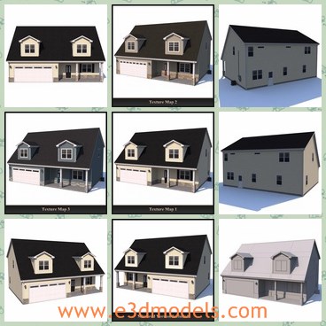 3d model the house with two windows - This is a 3d model of the house with two windows,which is large and great.The model contains great steel materials.