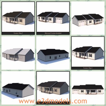 3d model the house with white wall - This is a 3d model of the house with white wall,which is spacious and common in many computer games.