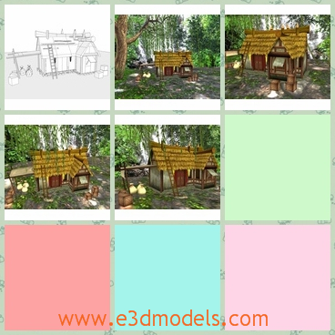 3d model the hut in the woods - This is a 3d model of the hut in the woods,which was made in the medieval time and the environment around is quiet and beautiful.