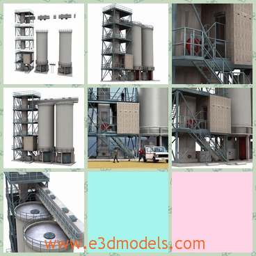 3d model the industrial building - This is a 3d model of the industrial building,which is large and made in details.