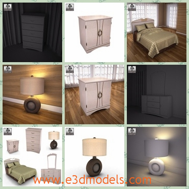 3d model the inner scene of the room - This is a 3d model about the inner scene of the room,which is modern and popular in life.The model includes the bedside,the table,the chest,the lamp and the mirror.