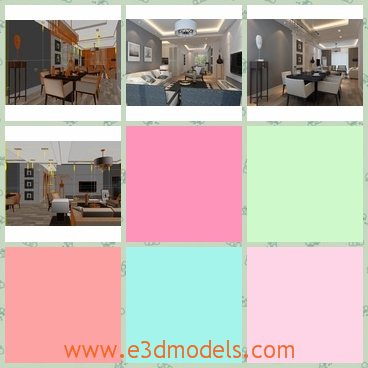 3d model the interior scene of a living room - This is a 3d model of the interior scene of a living room,which is clean and spacious.The model is arranged in detailed.