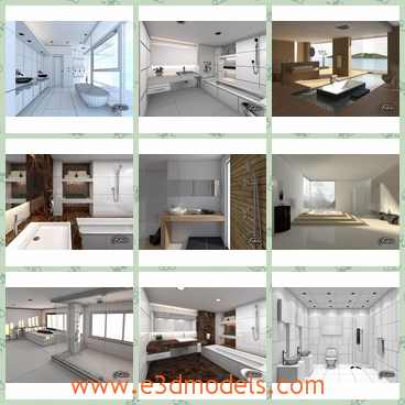 3d model the interior scene of the bathroom - This is a 3d model of the interior scene of the bathroom,which is white and modern.All the scenes are suitable either for high-end renderings and animations
