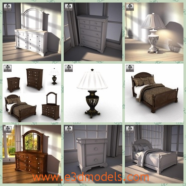 3d model the interior scene of the bedroom - This is a 3d model of the interior scene of the bedroom,which is large and special.The model includes the bed,the lamp,the chest and the nightstand.