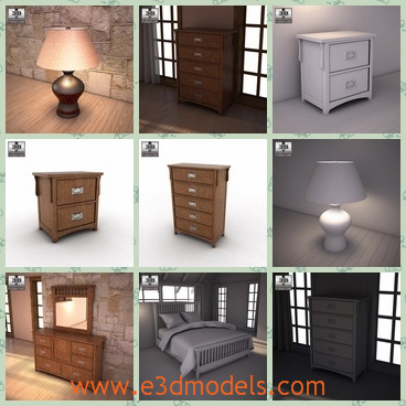 3d model the interior scene of the room - This is a 3d model of the interior scene of the room,which is large and spacious.The model has the lamp,the chest,the table and the bed in this room.