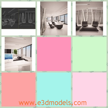 3d model the internal arrangement of an office - This is a 3d model of the internal arrangement of an office,which is new and white.The model is made in high quality.