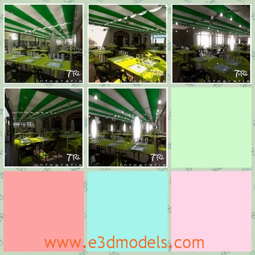 3d model the internal scene of a restaurant - This is a 3d model of the internal scene of a restaurant,which is modern and spacious.The model has a good environment.