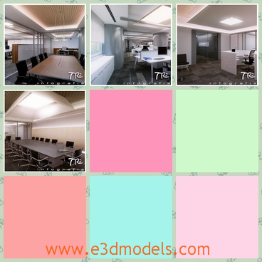 3d model the internal scene of the office - This is a 3d model of the internal scene of the office,which is modern and large.The model is modern and built as the conference room.