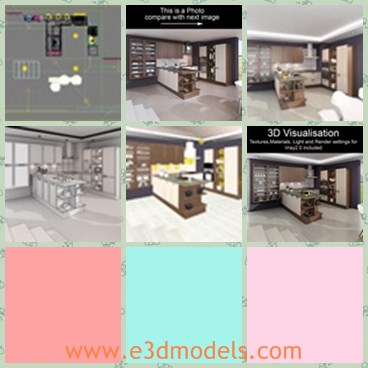 3d model the kitchen - This is a 3d model of the internal arrangement of the kitchen,which is modern and spacious.The model is luxury and made with high quality.
