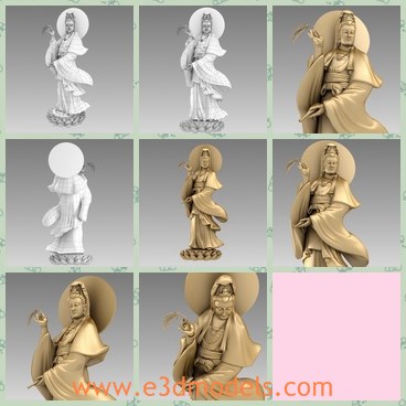 3d model the Kwan yin - This is a 3d model of the Kwan yin statue,which is the Asian goddess. Kwan-yin is the bodhisattva associated with compassion as venerated by East Asian Buddhists, usually as a female.
