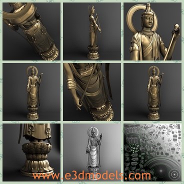 3d model the Kwan yin statue - This is a 3d model of the Kwan yin statue,who is the bodhisattva associated with compassion as venerated by East Asian Buddhists, usually as a female.