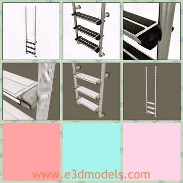 3d model the ladder of the swimming pool - This is a 3d model of the modern ladders of the swimming pool,which is highly detailed and well suited for use in photo-real rendering.All formats of the model are textured and unmapped.