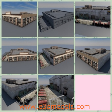 3d model the large factory - This is a 3d model of the large factory,which is the destroyed and abandoned.The scene has High-res texture so you can also use them for static renders.