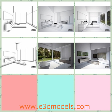 3d model the lavatory - This is a 3d model of the lavatory,which is modern and clean in the forest.The bathroom is spacious and tidy.