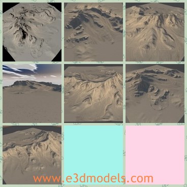 3d model the level mountain - This is a 3d model of the level mountain,which is not tall and there are so many rocks and sands.