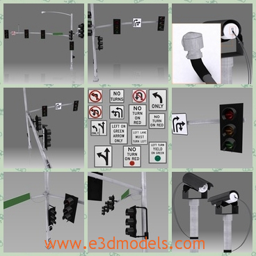 3d model the lights and signs - This is a 3d model of the lights and signs in the street,which is small but available.There are so many signs for different usages.