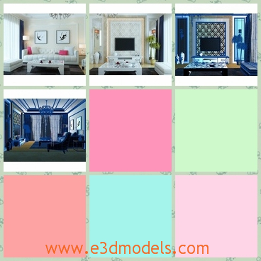3d model the living room - This is a 3d model of the living room,which is elegant and luxury.The model is modern and spacious.