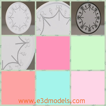 3d model the madellion with ornaments - This is a 3d model of the madellion with ornaments,which is round and the model is fixed on the wall.