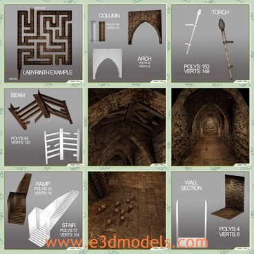 3d model the maze - This is a 3d model of the maze,which is large and gothic.The model  includes four files:
 -Default Scanline Version with the standard materials