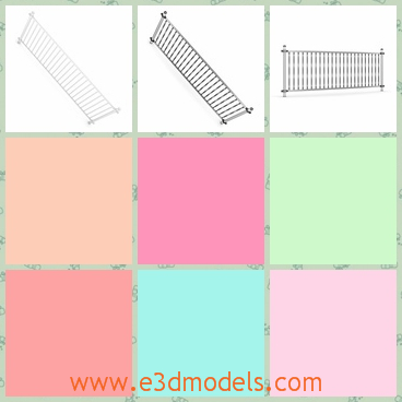 3d model the metal fence of the building - This is a 3d model of the metal fence of the building,which is stable and common nowadays.The fence is solid and safe.