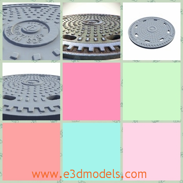3d model the metal lids - This is a 3d model of the metal lid,which is stable and common on the streets.The model is made with high quality for sake of safety.